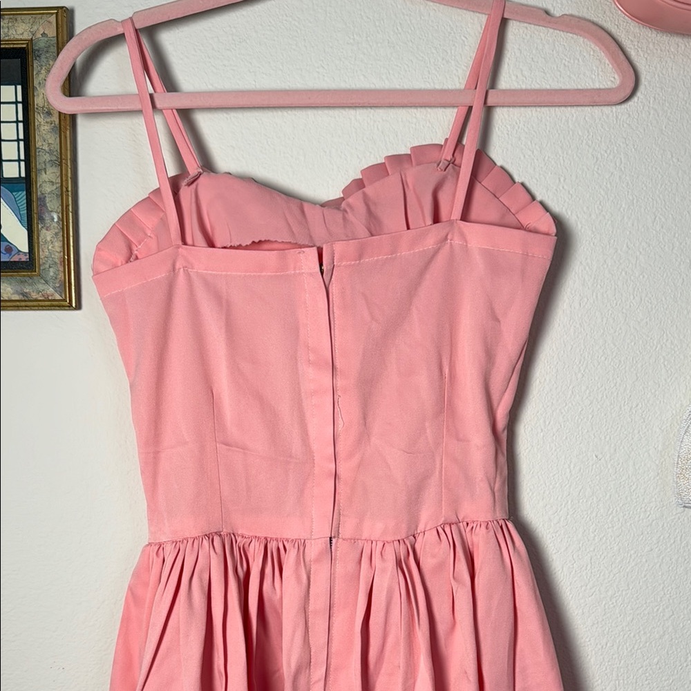 80s Handmade Bubblegum Pink Ruffle Dress ππ - Picture 4 of 5